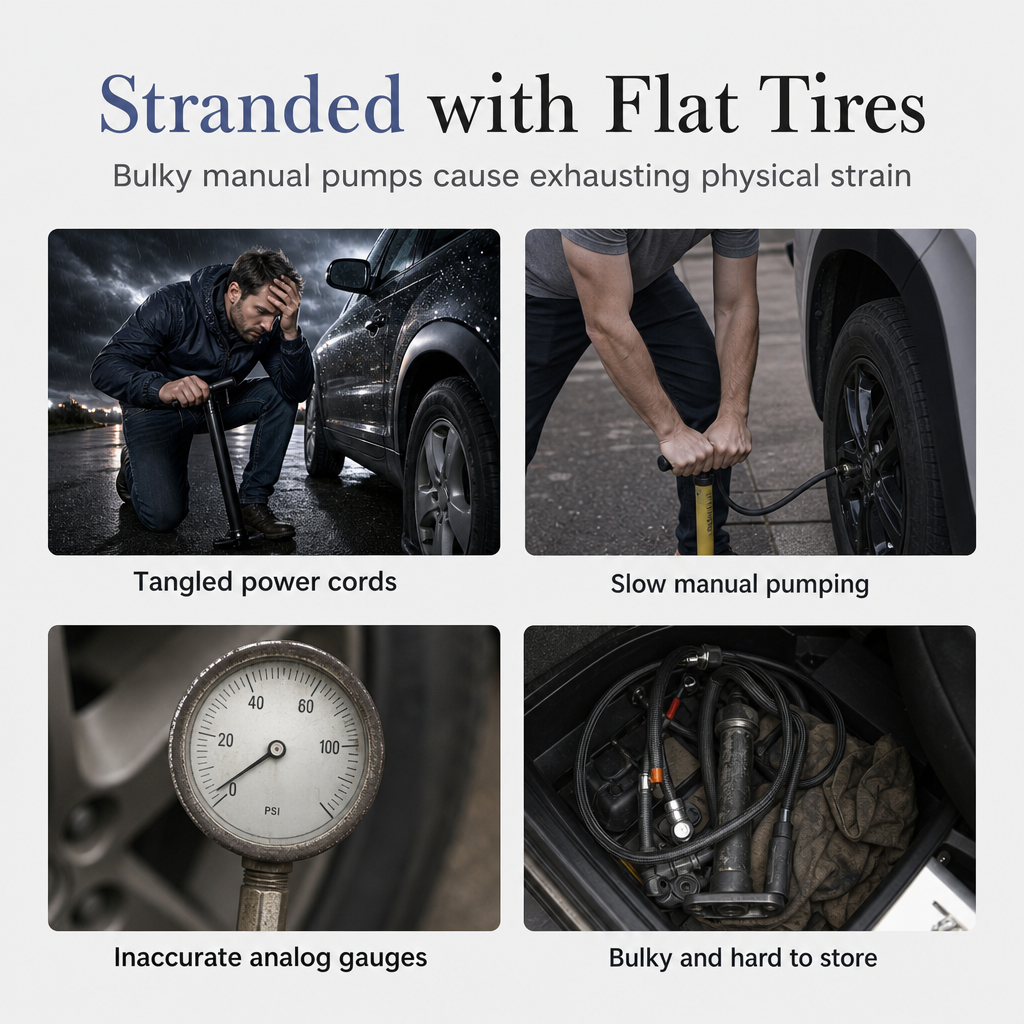🚗💨 Portable Electric Tire Air Pump – Compact Handheld Inflator for Cars, EVs & Bicycles