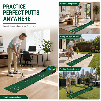 ⛳🎯 3-Hole Portable Putting Practice Green – 8.66FT Indoor & Outdoor Golf Training Mat