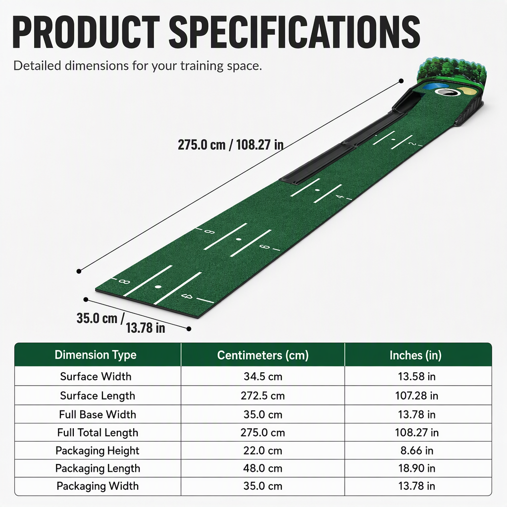 ⛳🎯 3-Hole Portable Putting Practice Green – 8.66FT Indoor & Outdoor Golf Training Mat