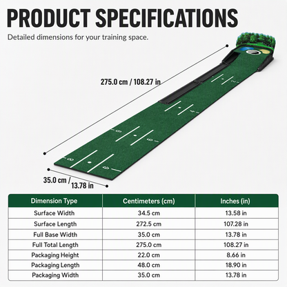 ⛳🎯 3-Hole Portable Putting Practice Green – 8.66FT Indoor & Outdoor Golf Training Mat