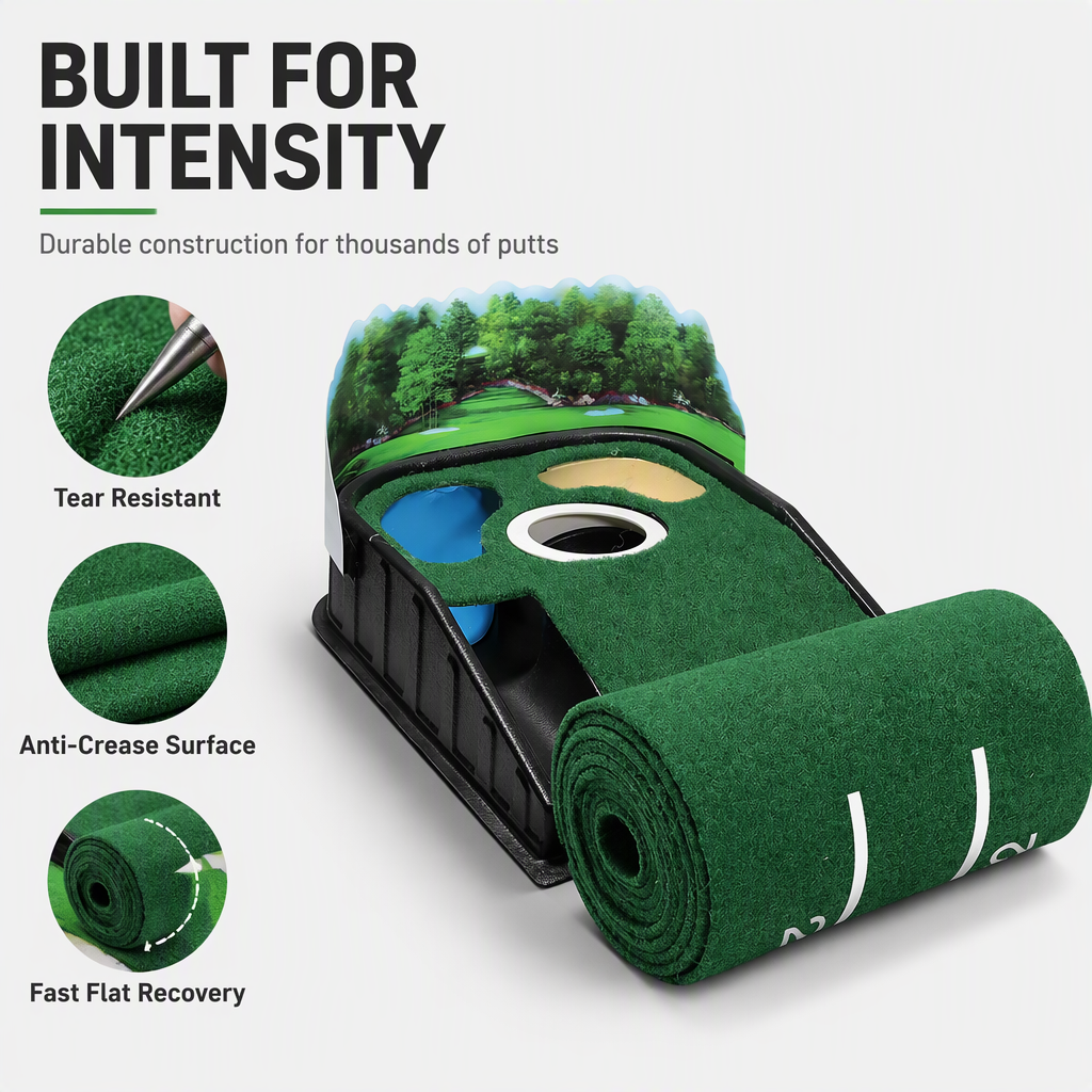 ⛳🎯 3-Hole Portable Putting Practice Green – 8.66FT Indoor & Outdoor Golf Training Mat