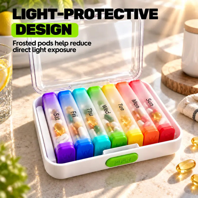 💊 Detachable Weekly Rainbow Pill Organizer - Moisture Proof Vitamin Case 🌈