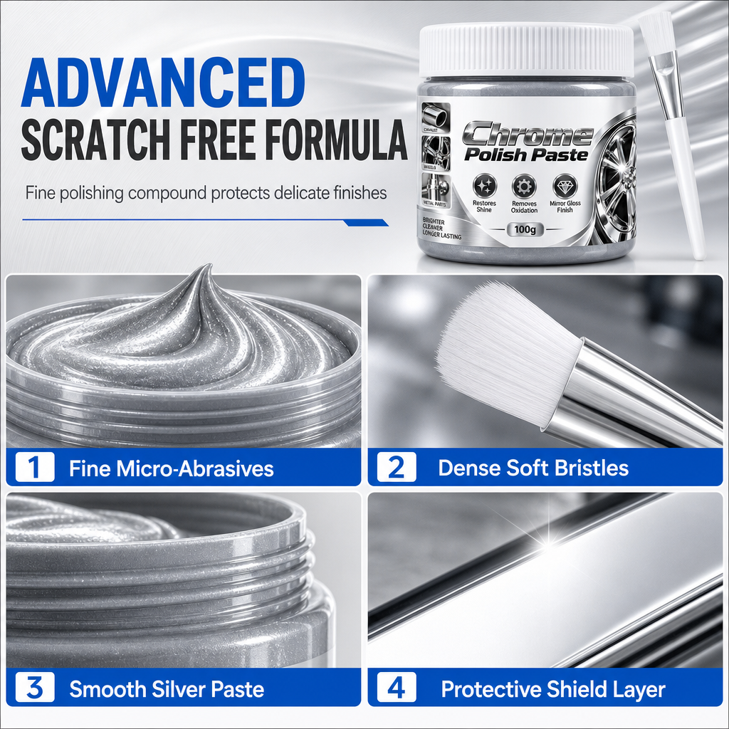 🔥Limited Time Promotion 50% OFF🔥Restore Mirror Shine Instantly! Scratch-Free Chrome Polish Paste