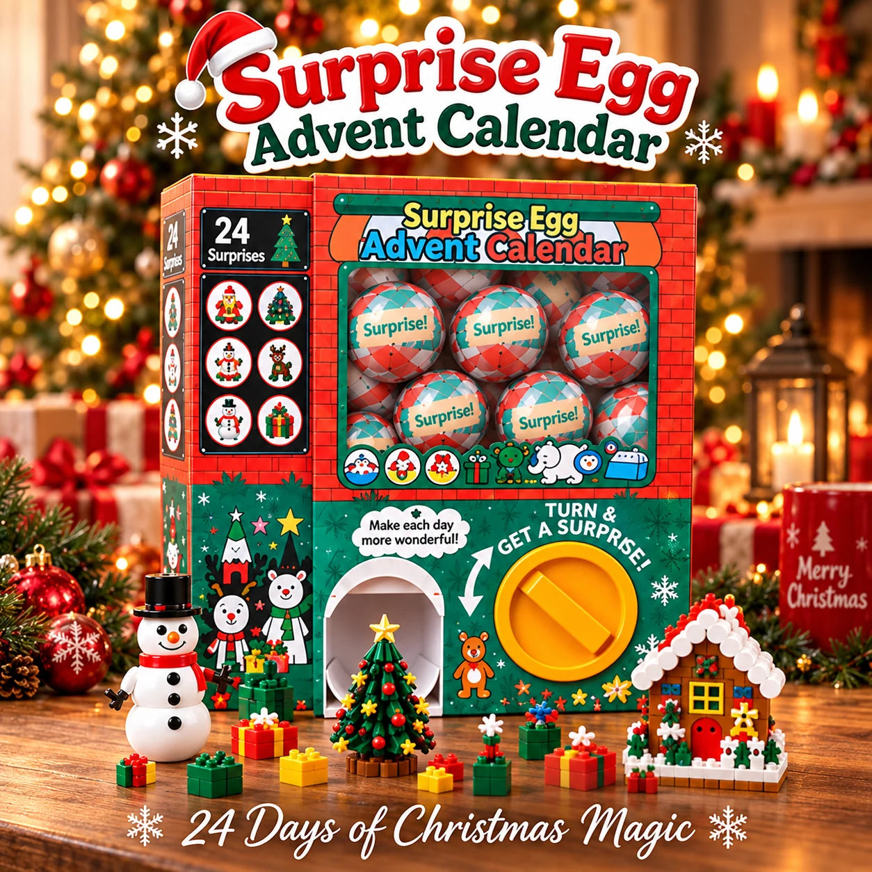 Surprise Egg Advent Calendar with Christmas mini building sets