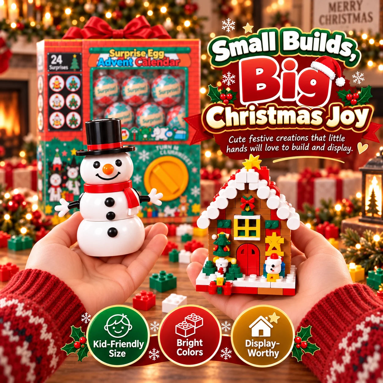 Christmas mini builds including snowman and gingerbread house