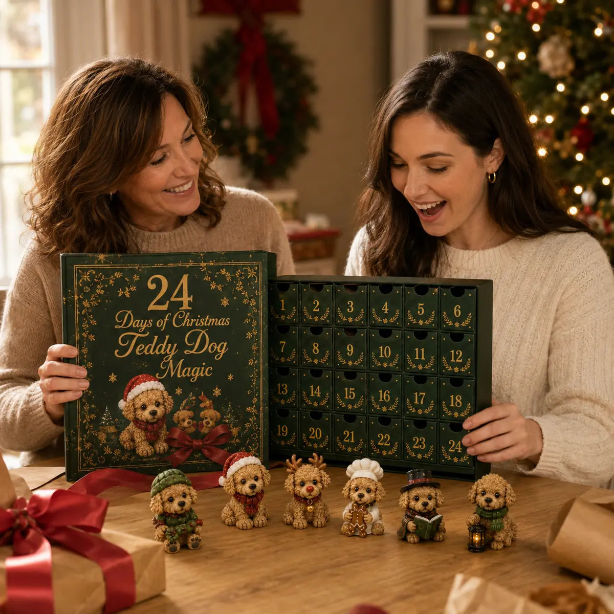 Dog lovers receiving the Teddy Dog advent calendar