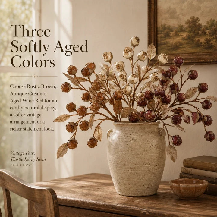 Three color options for faux thistle berry stems