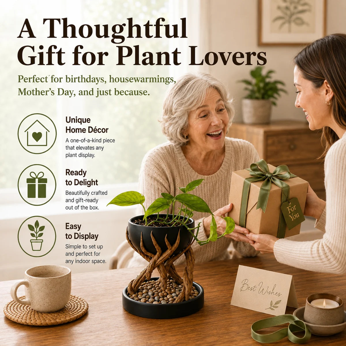 Tree Root Planter as a thoughtful gift for plant lovers