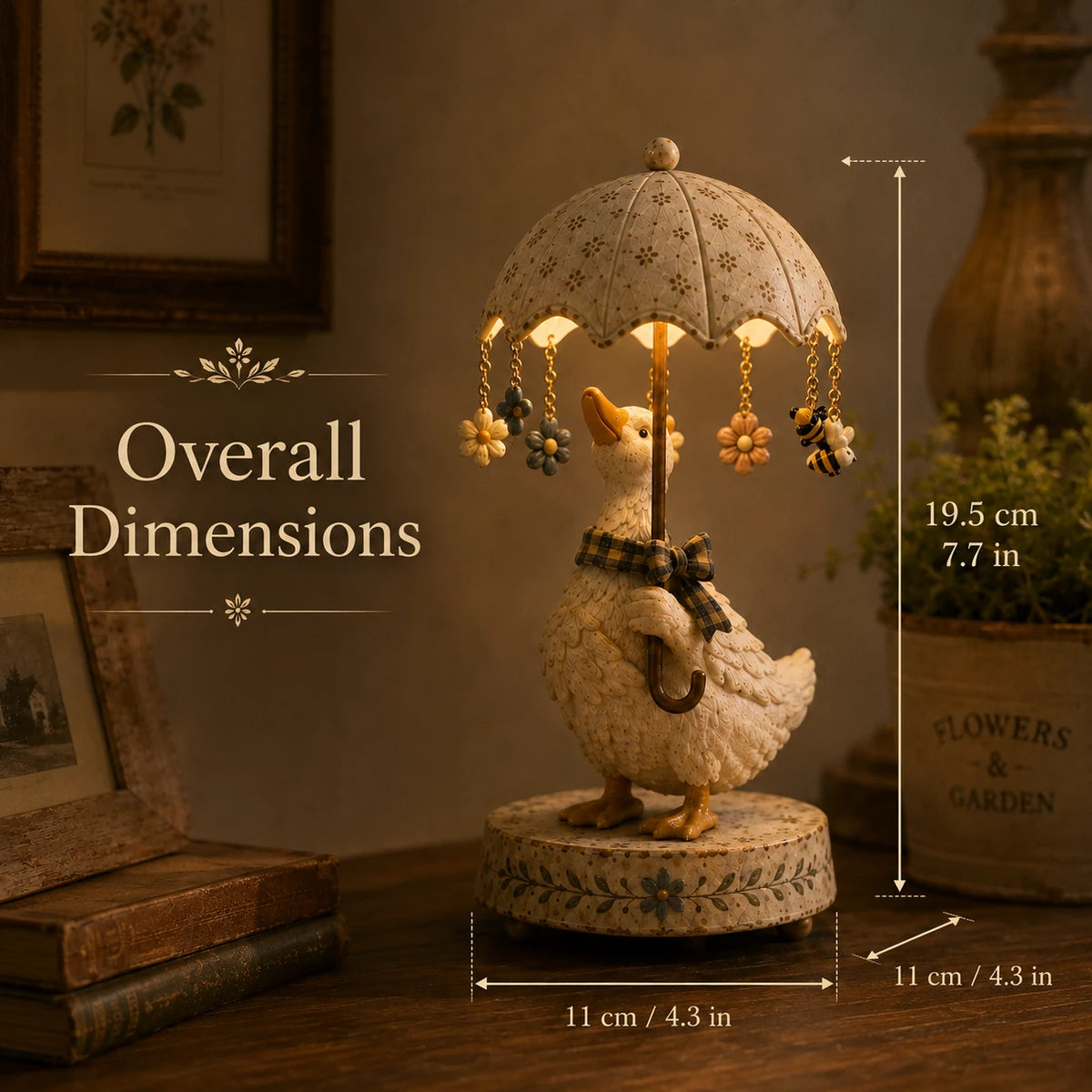 Overall dimensions of goose umbrella accent light