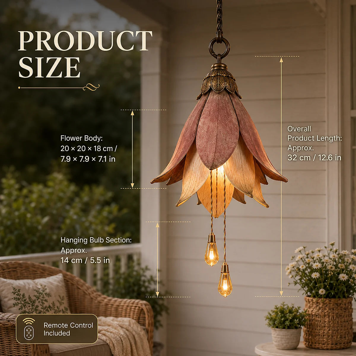 Vintage hanging flower light product dimensions