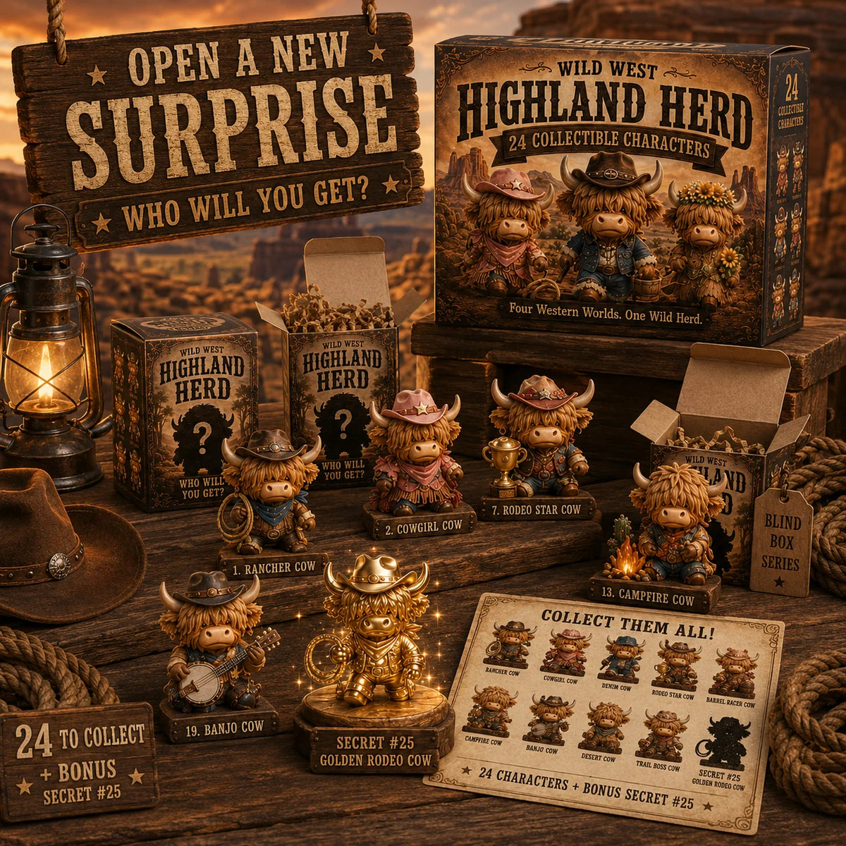 Highland Herd mystery boxes and Golden Rodeo Cow Secret 25