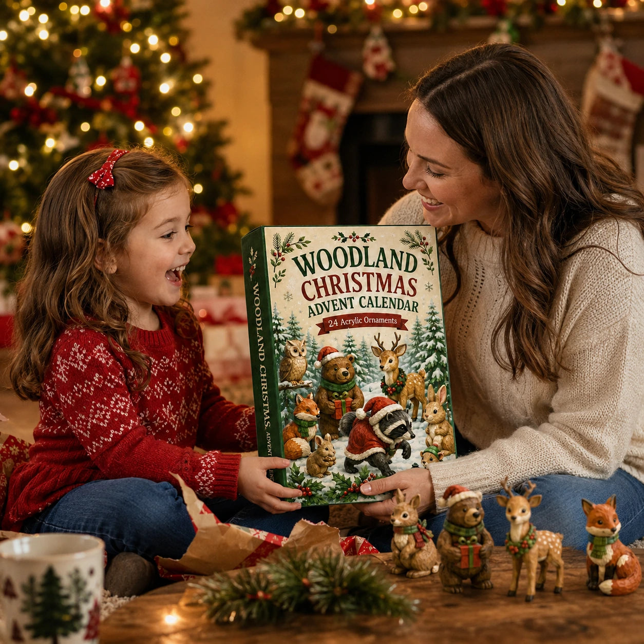 Family gifting the Woodland Christmas Advent Calendar