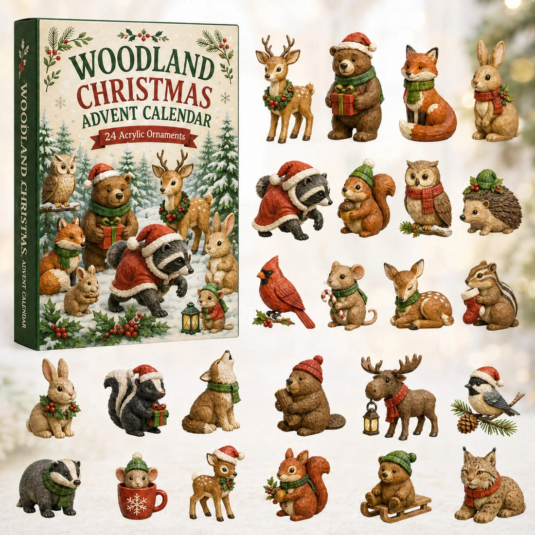 All 24 woodland ornament styles included in the advent calendar
